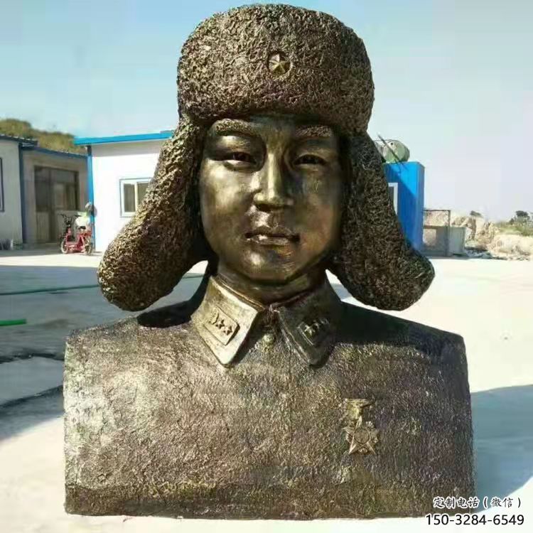 雷鋒人頭像雕塑廠家，仿銅革命人物擺件，公園紀(jì)念主題小品