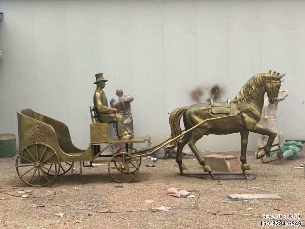 馬夫雕塑廠家，古代人物小品，馬夫趕車雕塑制作價格