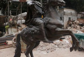 騎馬人雕塑廠家，古代士兵雕塑小品，廣場玻璃鋼人物擺件