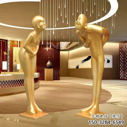 迎賓雕塑廠家，大型飯店酒店人物擺件，禮儀文化雕塑小品