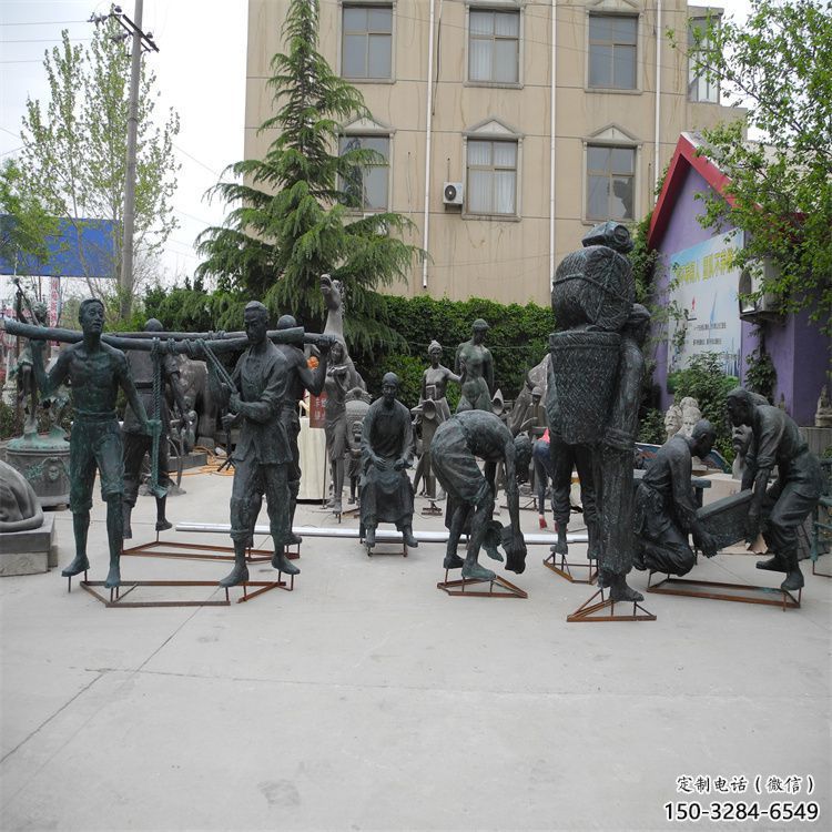 搬運工雕塑廠家，碼頭工人雕塑，玻璃鋼裝卸工雕塑廠