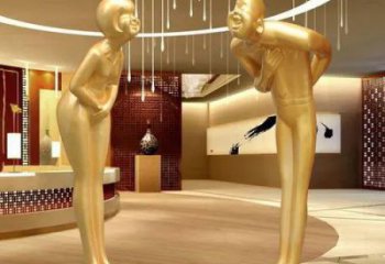 迎賓雕塑廠家，大型飯店酒店人物擺件，禮儀文化雕塑小品