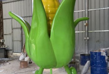 玉米雕塑廠家，農作物植物擺件，玻璃鋼卡通玉米雕塑