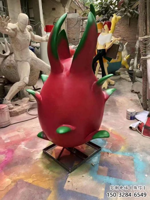 火龍果雕塑廠家，仿真小品水果，玻璃鋼火龍果彩繪雕塑