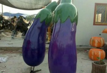 茄子雕塑廠家，仿真蔬菜雕塑，園林玻璃鋼茄子雕塑