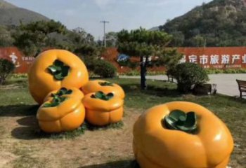 柿子雕塑廠家，園林廣場仿真水果，玻璃鋼彩繪柿子雕塑廠