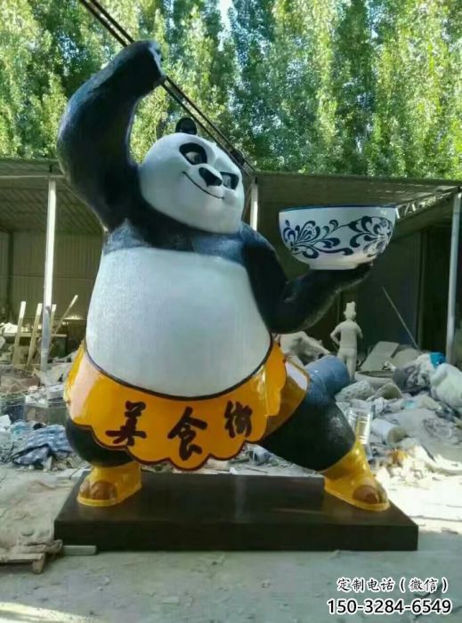 熊貓雕塑廠家，卡通動物擺件，玻璃鋼彩繪熊貓雕塑廠