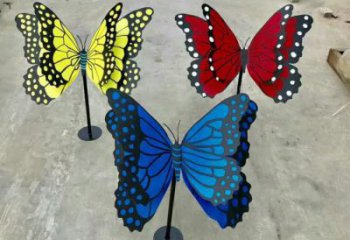 蝴蝶雕塑廠家，彩繪昆蟲動物小品，仿真蝴蝶雕塑價格