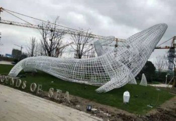 鯨魚雕塑廠家，鏤空動物擺件，公園仿真鯨魚雕塑制作