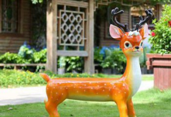 座椅雕塑，梅花鹿座椅雕塑廠家，彩繪景觀擺件