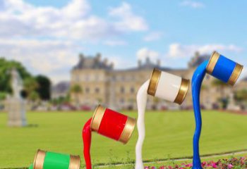 店門口油漆桶雕塑 創意動漫雕塑 仿真擺件