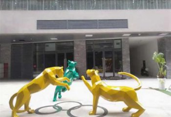公園豹子雕塑廠家 酒店門口雕塑 彩繪擺件