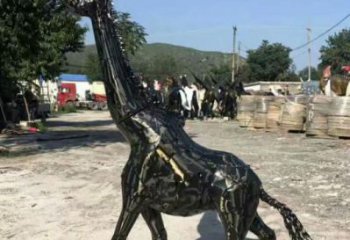 仿古長頸鹿雕塑 庭院彩繪雕塑 田間小品