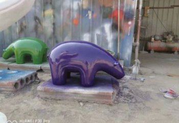 抽象北極熊雕塑 店門口彩繪雕塑 步行街擺件