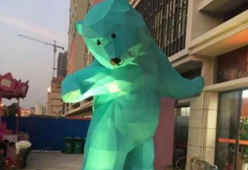 幾何北極熊雕塑 庭院仿真雕塑 彩繪擺件