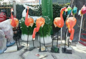 公園火烈鳥雕塑 酒店門口雕塑 彩繪擺件