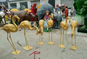 酒店火烈鳥雕塑 庭院仿真雕塑 彩繪小品