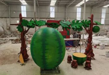 廣場西瓜雕塑 公園仿真雕塑 抽象擺件