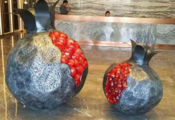 仿古石榴雕塑 庭院彩繪雕塑 田間小品