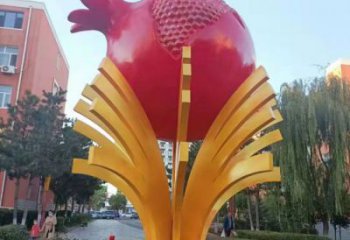 抽象石榴雕塑 店門口彩繪雕塑 步行街?jǐn)[件