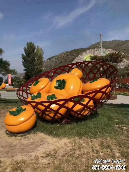 大型柿子雕塑 商業(yè)街廣場雕塑 彩繪擺件