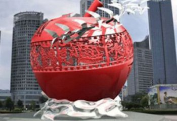 售樓處蘋果雕塑 商業街仿真雕塑 水果擺件