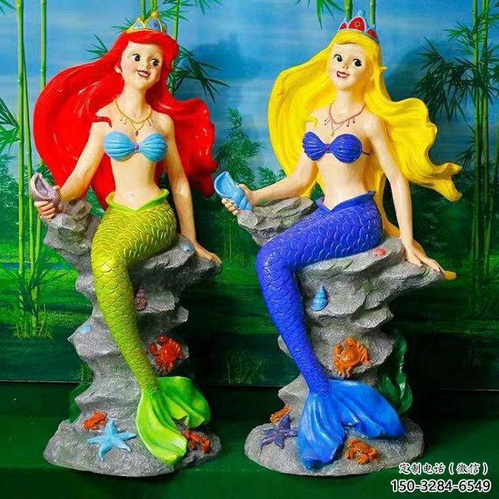 園林美人魚雕塑 城市廣場(chǎng)雕塑 步行街?jǐn)[件