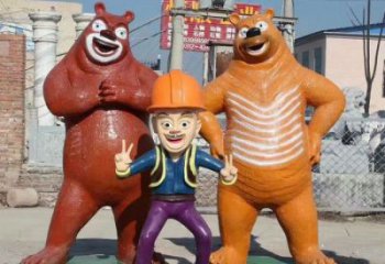 田間熊出沒雕塑 彩繪動漫雕塑 園林?jǐn)[件