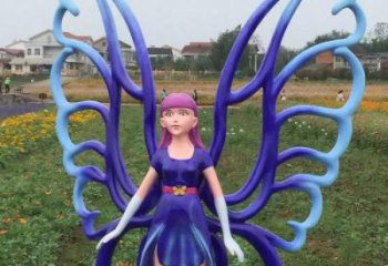 彩繪蝴蝶仙子雕塑 動漫雕塑 步行街擺件