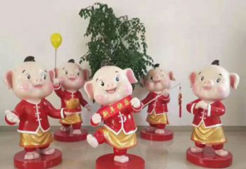 彩繪小豬佩奇雕塑 卡通雕塑 步行街擺件