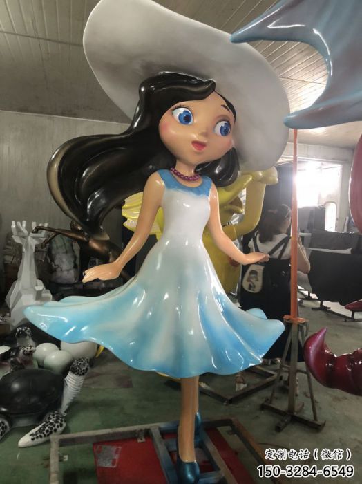 彩繪女孩雕塑 大型城市雕塑 商業街擺件