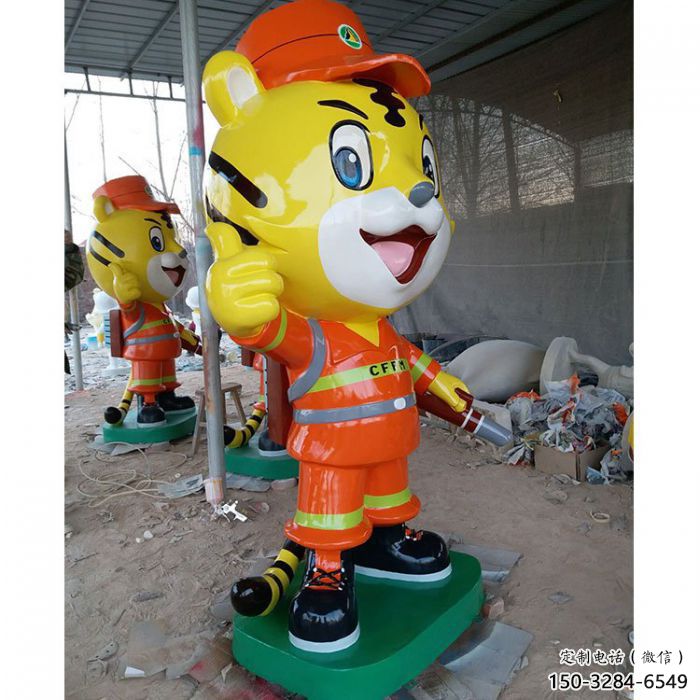 卡通消防員雕塑 店門(mén)口園林雕塑 宣傳小品