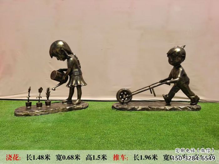 抽象推車雕塑 店門口彩繪雕塑 步行街擺件