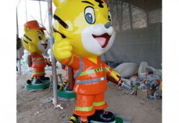 卡通消防員雕塑 店門口園林雕塑 宣傳小品