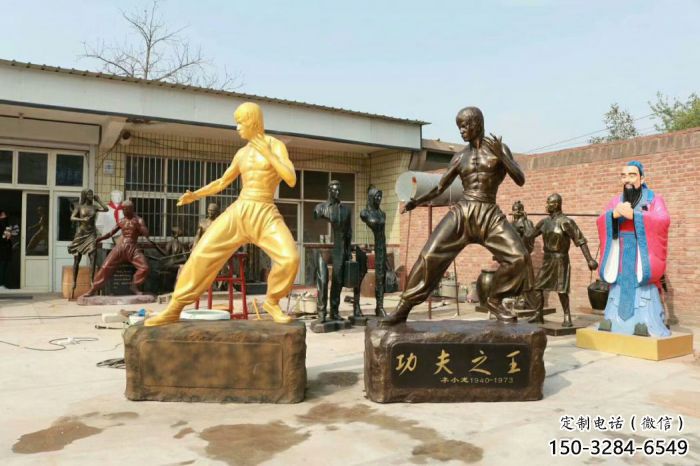 田間李小龍雕塑 彩繪近代雕塑 園林?jǐn)[件