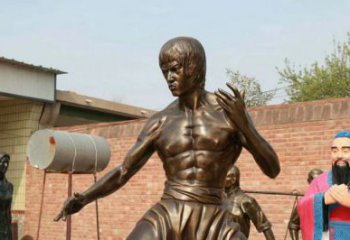 彩繪李小龍雕塑 大型城市雕塑 商業街擺件