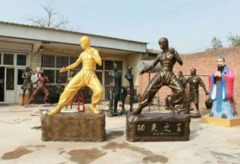 田間李小龍雕塑 彩繪近代雕塑 園林擺件