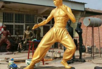 園林李小龍雕塑 田間彩繪雕塑 近代擺件