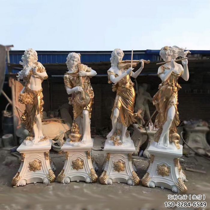 仿古四季女神雕塑 庭院彩繪雕塑 田間小品