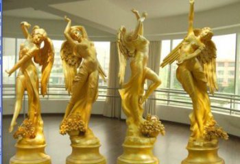 抽象四季女神雕塑 店門口彩繪雕塑 步行街擺件