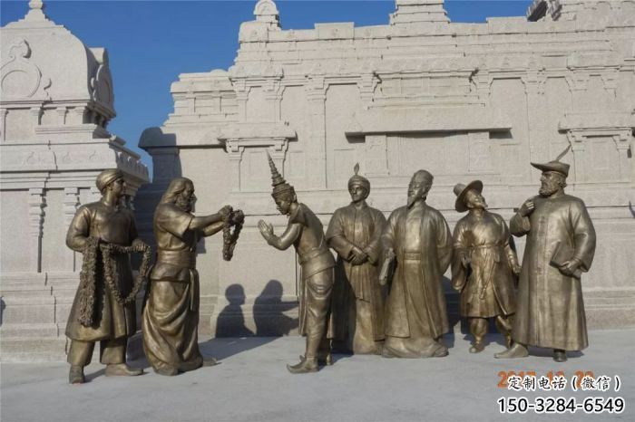 仿古茶馬古道雕塑 庭院彩繪雕塑 田間小品