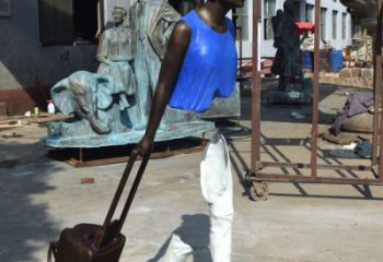 仿古旅行者雕塑 庭院彩繪雕塑 田間小品