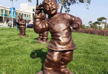 街道小孩子雕塑價格 現代景觀玩耍雕塑 彩繪童趣雕塑