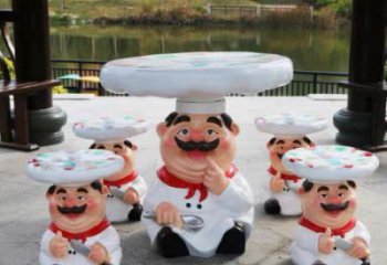 彩繪廚師雕塑 懸空餐飲店卡通雕塑 街頭動漫雕塑