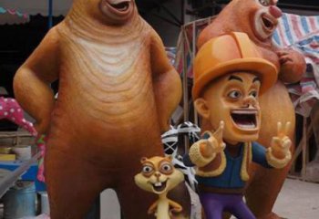 門口熊大雕塑實景圖 售樓處動漫雕塑 彩繪小品