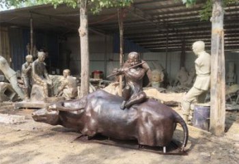 大型牧童雕塑 步行街玻璃鋼雕塑 彩繪民俗雕塑