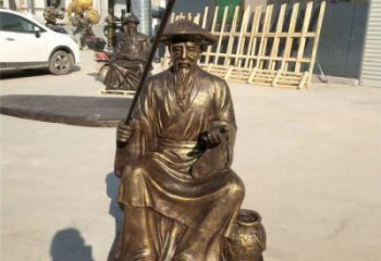 玻璃鋼姜太公雕塑 步行街釣魚雕塑 大型民俗雕塑