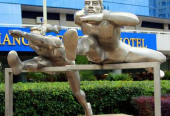 跨欄雕塑產(chǎn)品 景觀美陳體育雕塑 噴漆運(yùn)動(dòng)員雕塑