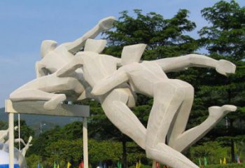 商業(yè)街跨欄雕塑廠家 烤漆體育雕塑 彩繪運(yùn)動(dòng)員雕塑