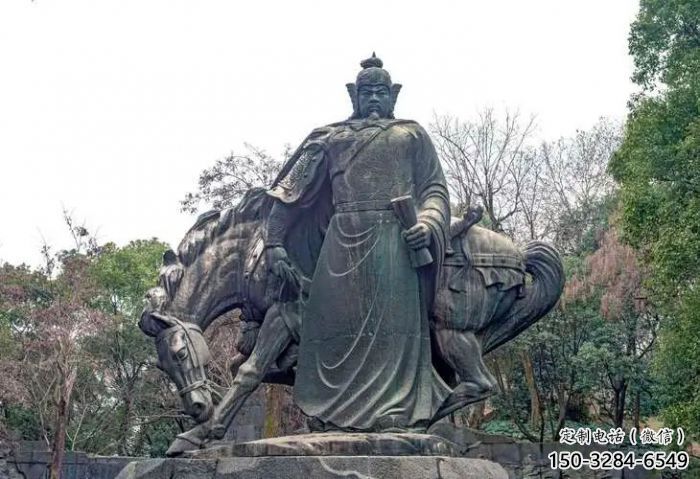 創(chuàng)意岳飛雕塑 玻璃鋼名人雕塑 公園肖像雕塑